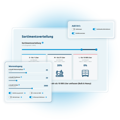 Vorschau über die Eingabeoptionen des Fulfillment-Kalkulators